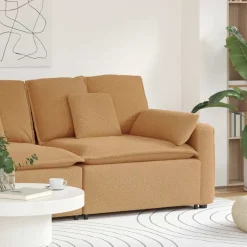 vidaXL Modulär soffa armstödsändmodul med dynor beige 100 cm