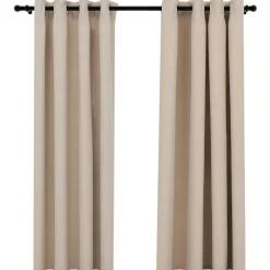 vidaXL Mörkläggningsgardin med öljetter linnelook 2 st beige 140x175cm