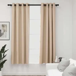 vidaXL Mörkläggningsgardin med öljetter linnelook 2 st beige 140x175cm