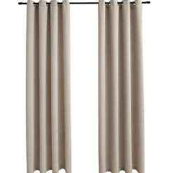 vidaXL Mörkläggningsgardiner med metallringar 2 st beige 140x175 cm