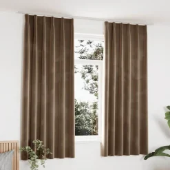 vidaXL Mörkläggningsgardiner 2 st m. krokar sammet beige 140x175 cm