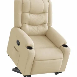 vidaXL Reclinerfåtölj med uppresningshjälp gräddvit tyg