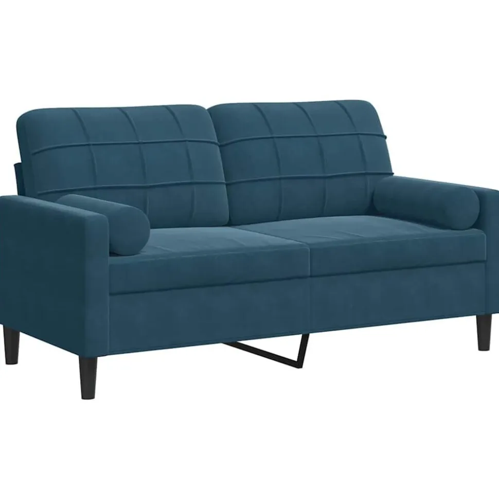 vidaXL 2-sitssoffa med prydnadskuddar blå 140 cm sammet
