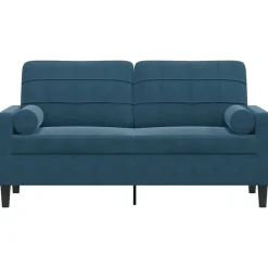 vidaXL 2-sitssoffa med prydnadskuddar blå 140 cm sammet