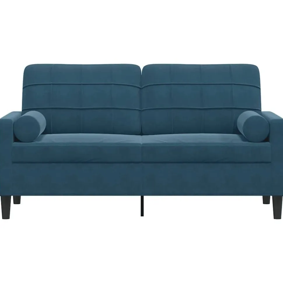 vidaXL 2-sitssoffa med prydnadskuddar blå 140 cm sammet