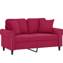 vidaXL 2-sitssoffa med prydnadskuddar vinröd 120 cm sammet