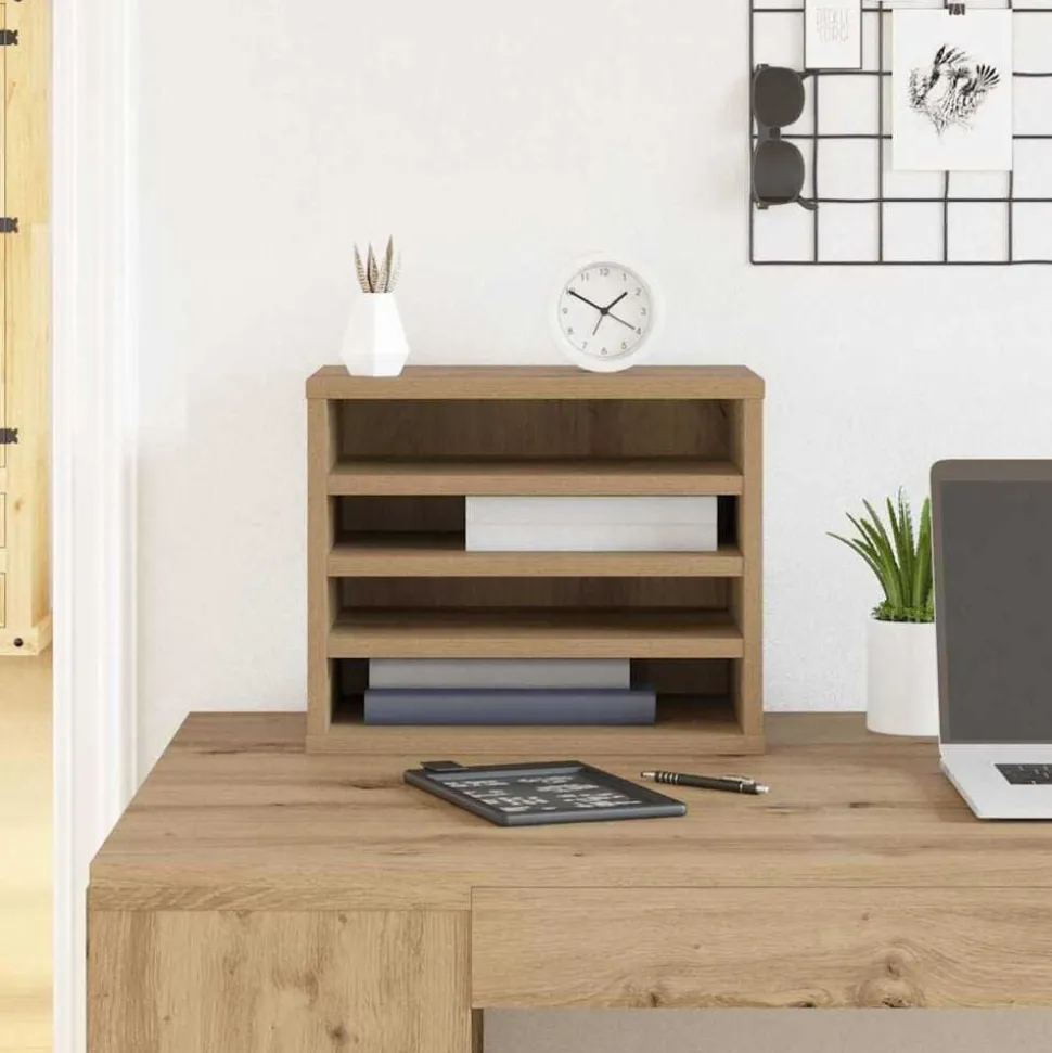 vidaXL Skrivbordshållare Artisan Ek 36 x 26 x 29,5 cm Konstruerat trä