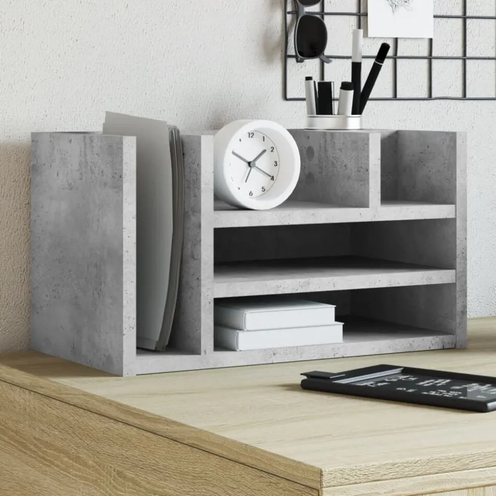 vidaXL Skrivbordshyllor betonggrå 44,5x24x25 cm konstruerat trä