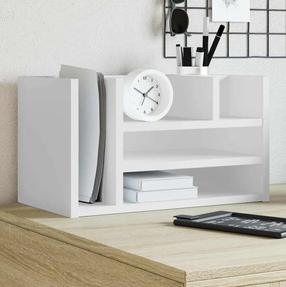 vidaXL Skrivbordshyllor vit 44,5x24x25 cm konstruerat trä