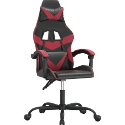vidaXL Snurrbar gamingstol svart och vinröd konstläder