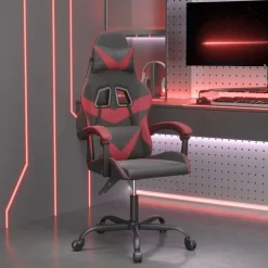 vidaXL Snurrbar gamingstol svart och vinröd konstläder