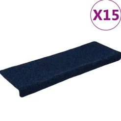 vidaXL Trappmattor självhäftande 15 st 65x21x4 cm marinblå rektangulär kant