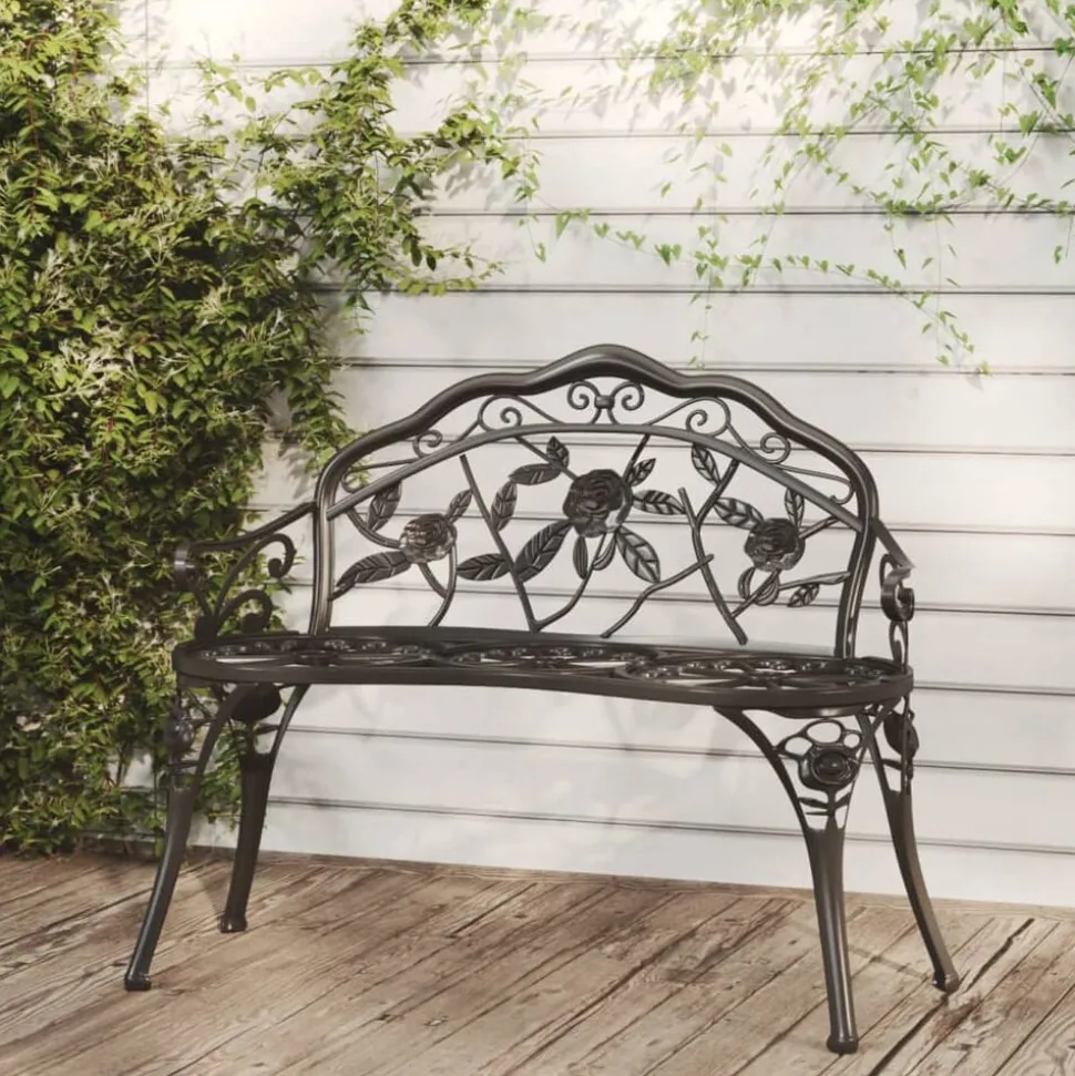 vidaXL Trädgårdsbänk 100 cm gjuten aluminium svart