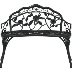 vidaXL Trädgårdsbänk 100 cm gjuten aluminium svart