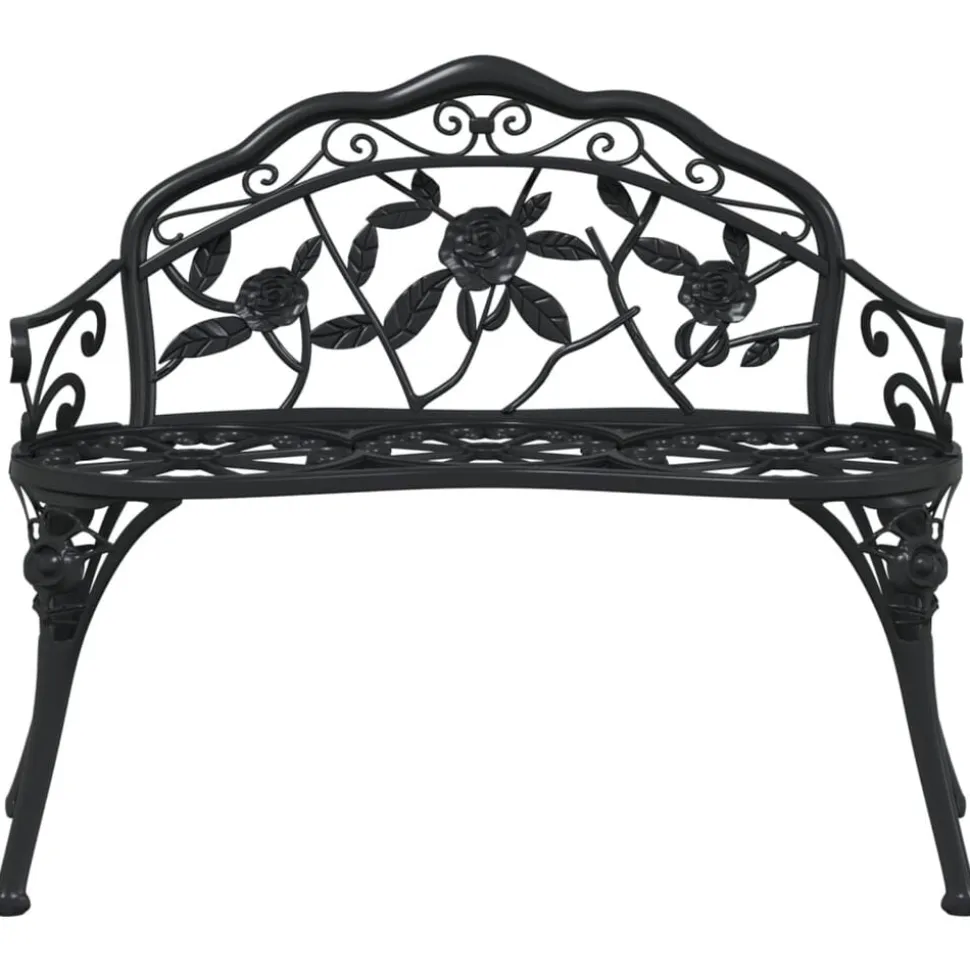 vidaXL Trädgårdsbänk 100 cm gjuten aluminium svart