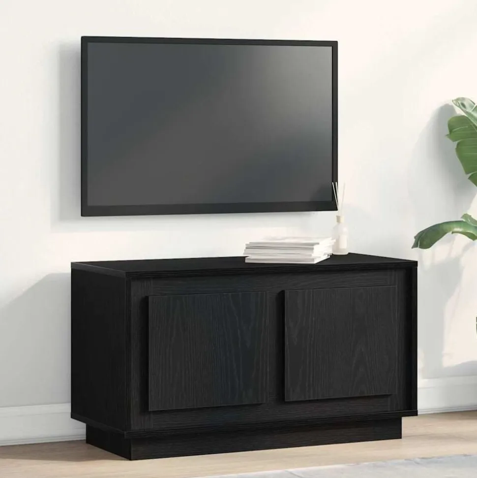 vidaXL TV-skåp Svart ek 80 x 35 x 45 cm Konstruerat trä