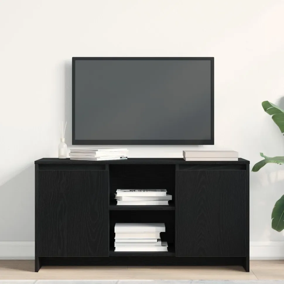 vidaXL TV-skåp Svart Ek 102 x 37,5 x 52,5 cm Konstruerat trä