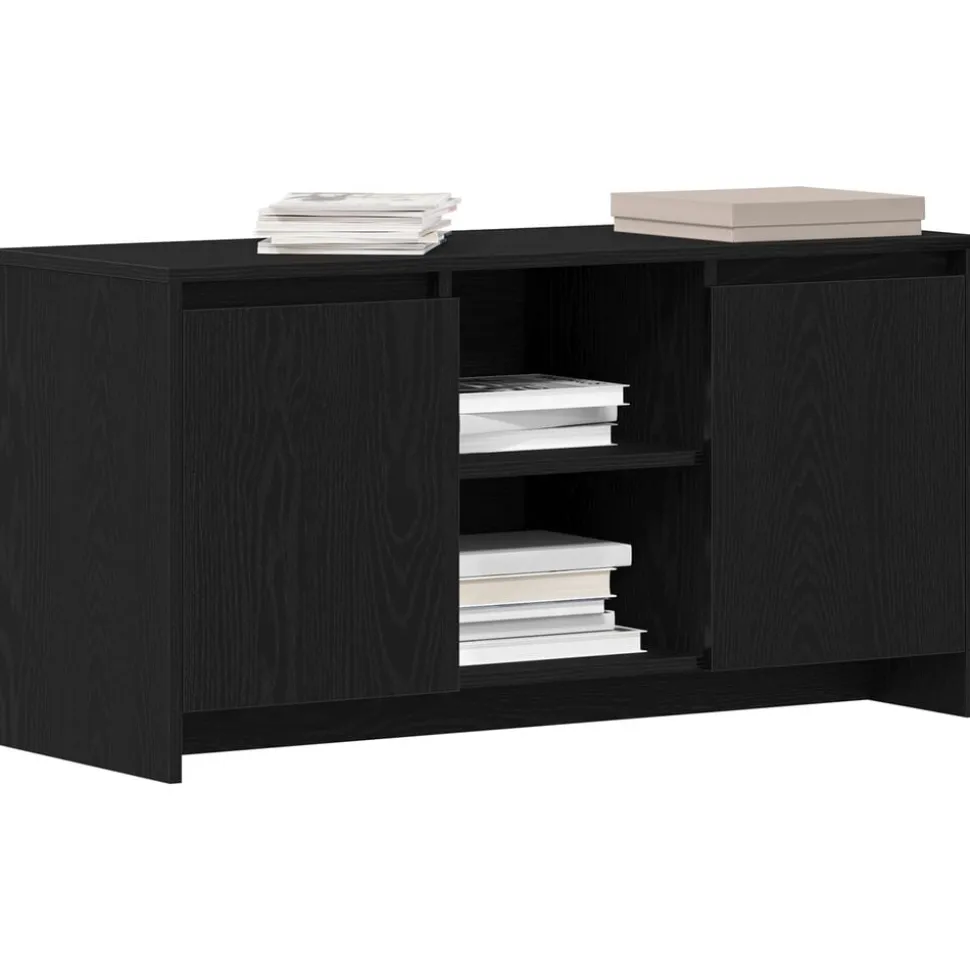 vidaXL TV-skåp Svart Ek 102 x 37,5 x 52,5 cm Konstruerat trä