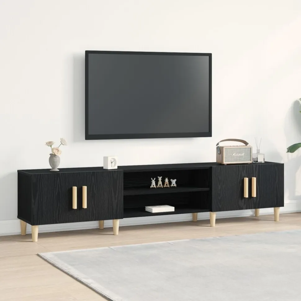 vidaXL TV-skåp Svart Ek 180 x 31,5 x 40 cm Konstruerat trä