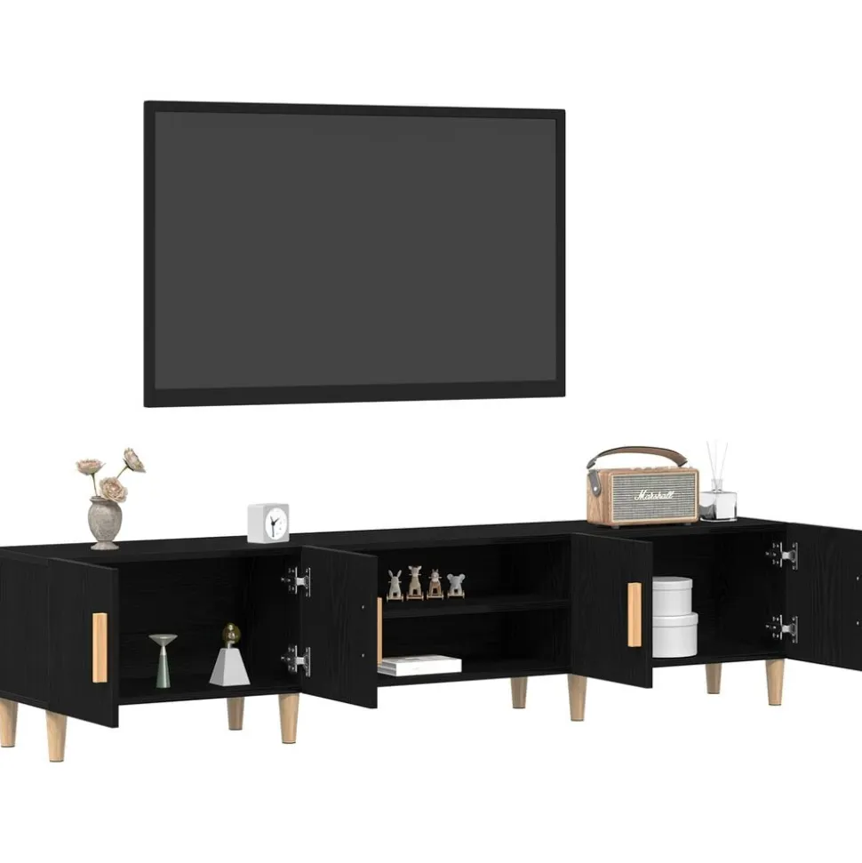 vidaXL TV-skåp Svart Ek 180 x 31,5 x 40 cm Konstruerat trä