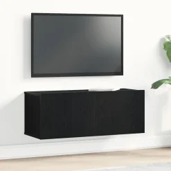 vidaXL TV-skåp Väggmonterad Svart Ek 80 x 30 x 30 cm Konstruerat trä