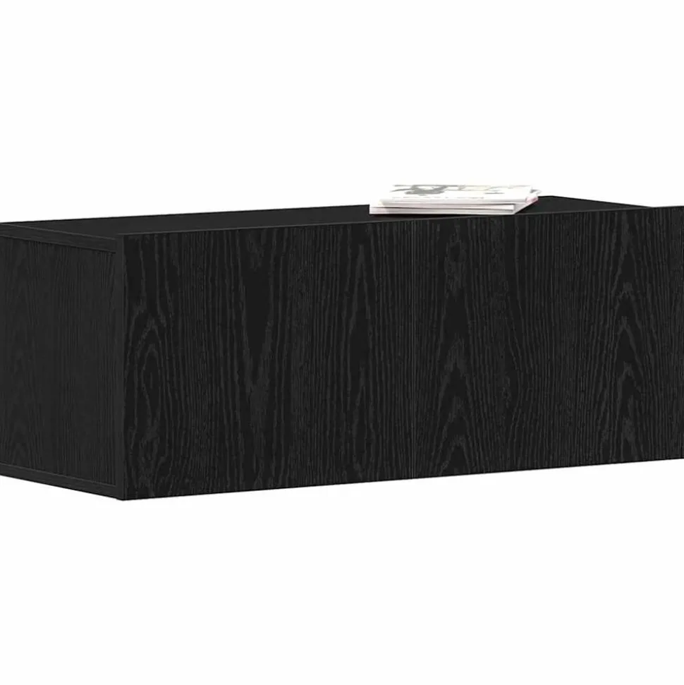 vidaXL TV-skåp Väggmonterad Svart Ek 80 x 30 x 30 cm Konstruerat trä