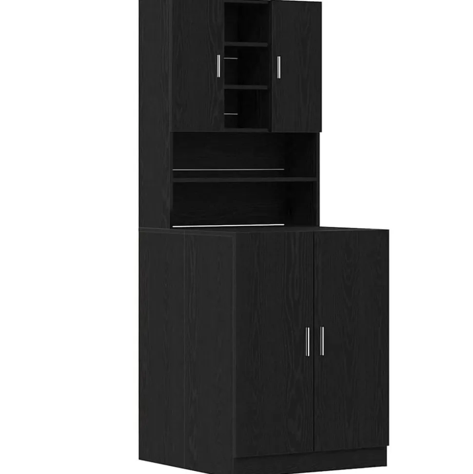vidaXL Tvättmaskinskåp 2 pcs Svart Ek 70,5 x 71,5 x 181,5 cm