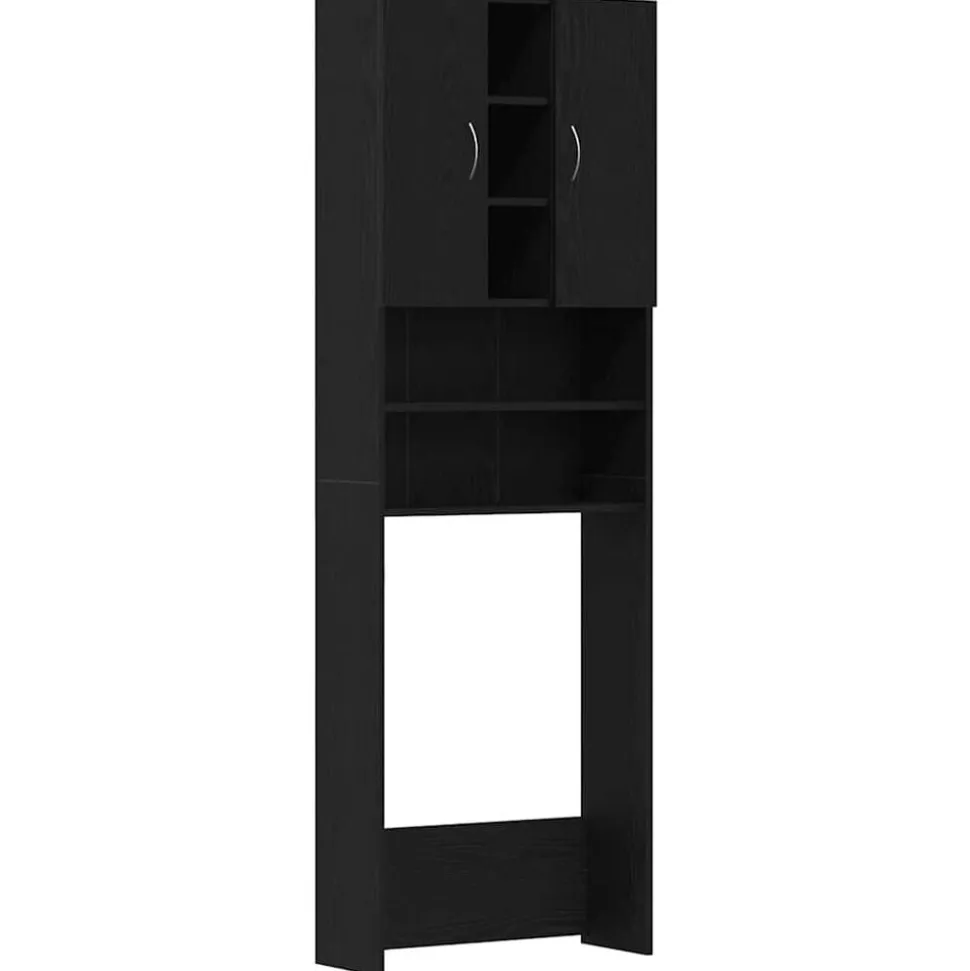 vidaXL Tvättmaskinsskåp svart ek 64x25,5x190 cm
