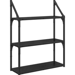 vidaXL Vägg hylla med hylla Svart Ek 60 x 21 x 78,5 cm Konstruerat trä
