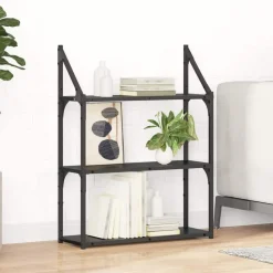 vidaXL Vägg hylla med hylla Svart Ek 60 x 21 x 78,5 cm Konstruerat trä