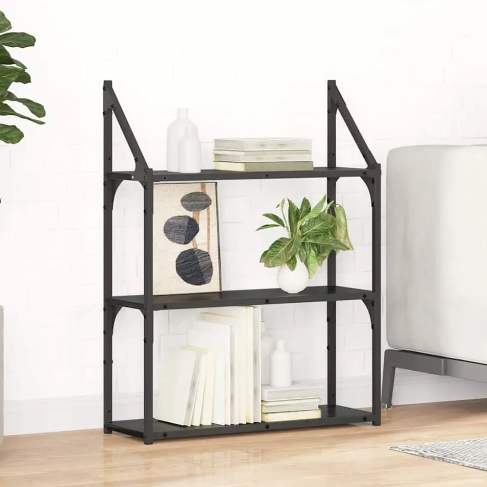 vidaXL Vägg hylla med hylla Svart Ek 60 x 21 x 78,5 cm Konstruerat trä