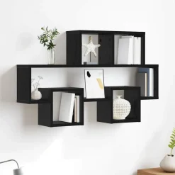 vidaXL Vägg hylla med hylla Svart ek 82 x 15 x 51 cm Konstruerat trä