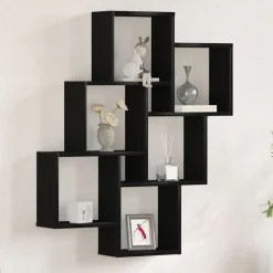 vidaXL Vägg hylla med hylla Svart Ek 78 x 15 x 93 cm Konstruerat trä