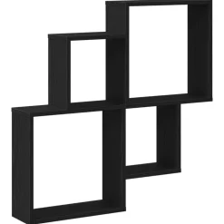 vidaXL Vägg hylla med hylla Svart Ek 80 x 15 x 78,5 cm Konstruerat trä