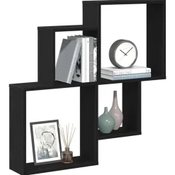 vidaXL Vägg hylla med hylla Svart Ek 80 x 15 x 78,5 cm Konstruerat trä