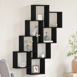 vidaXL Vägg hylla Svart Ek 90 x 15 x 119,5 cm Konstruerat trä