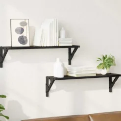 vidaXL Vägg hyllor 2 pcs Svart Ek 60 x 15 x 15,5 cm Konstruerat trä