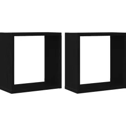 vidaXL Vägghylla kubformad 2 st svart ek 30x15x30 cm konstruerat trä