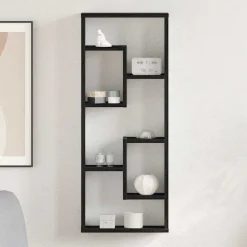 vidaXL Vägghylla svart ek 36x16x90 cm konstruerat trä