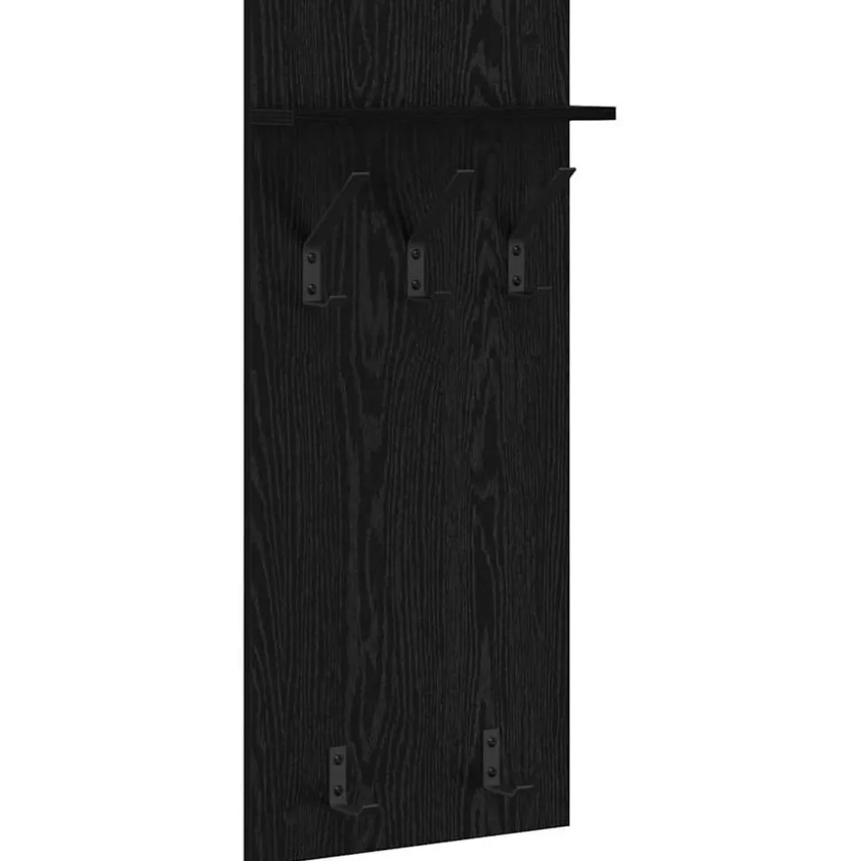vidaXL Väggmonterad Klädhängare med hylla Svart Ek 40 x 10 x 90 cm