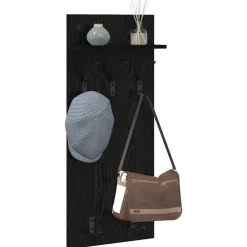 vidaXL Väggmonterad Klädhängare med hylla Svart Ek 40 x 10 x 90 cm