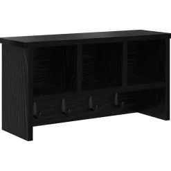 vidaXL Väggmonterad Klädhängare med hylla Svart Ek 50 x 16 x 26 cm