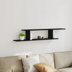 vidaXL Väggmonterad TV Hylla Svart Ek 125 x 18 x 23 cm Konstruerat trä