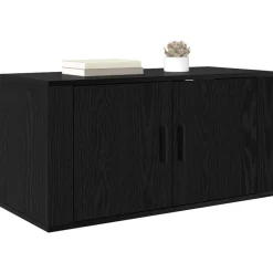 vidaXL Väggmonterat TV-förråd Väggmonterad Svart ek 80 x 34.5 x 40 cm
