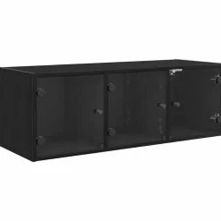 vidaXL Väggskåp Väggmonterad Svart Ek 102 x 37 x 35 cm Konstruerat trä