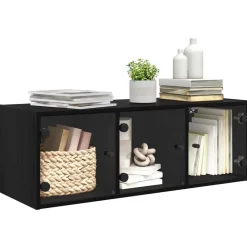 vidaXL Väggskåp Väggmonterad Svart Ek 102 x 37 x 35 cm Konstruerat trä