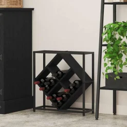 vidaXL Vinställ Svart Ek 51 x 18 x 52,5 cm Konstruerat trä